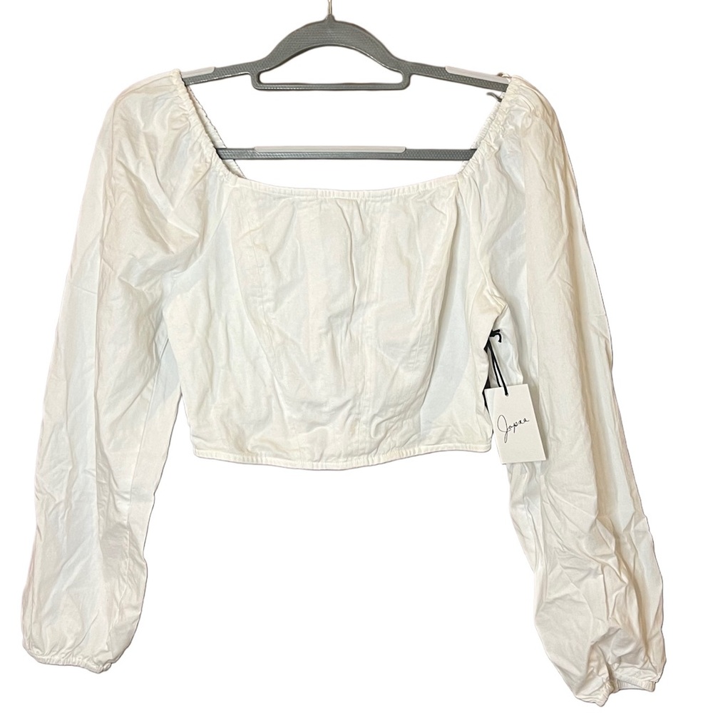 Japna White Long Sleeve Crop Top